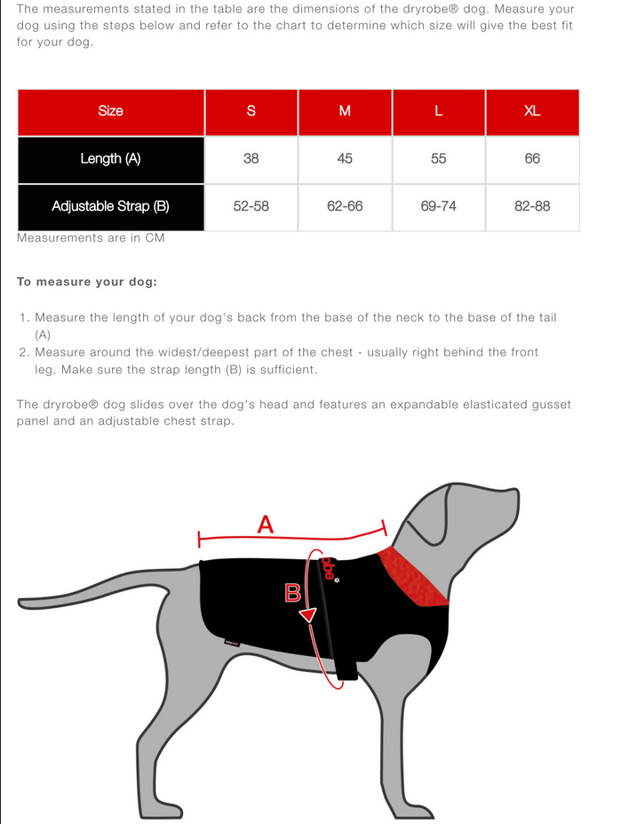 Dryrobe Dog Robe 23 0 Size Chart